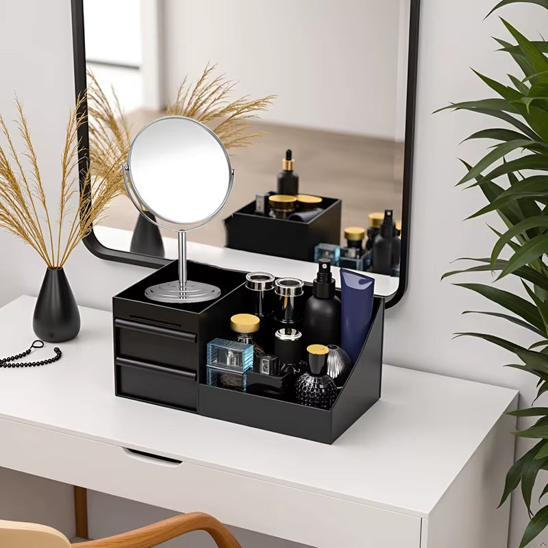 1Pc Cosmetic Storage Box with Drawers Cologne Organizer Holder for Dresser Perfume Stand Bathroom Countertop Organizer