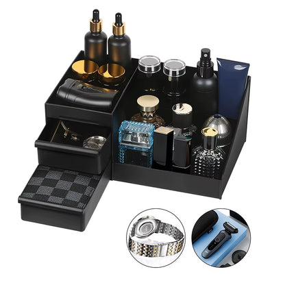 1Pc Cosmetic Storage Box with Drawers Cologne Organizer Holder for Dresser Perfume Stand Bathroom Countertop Organizer